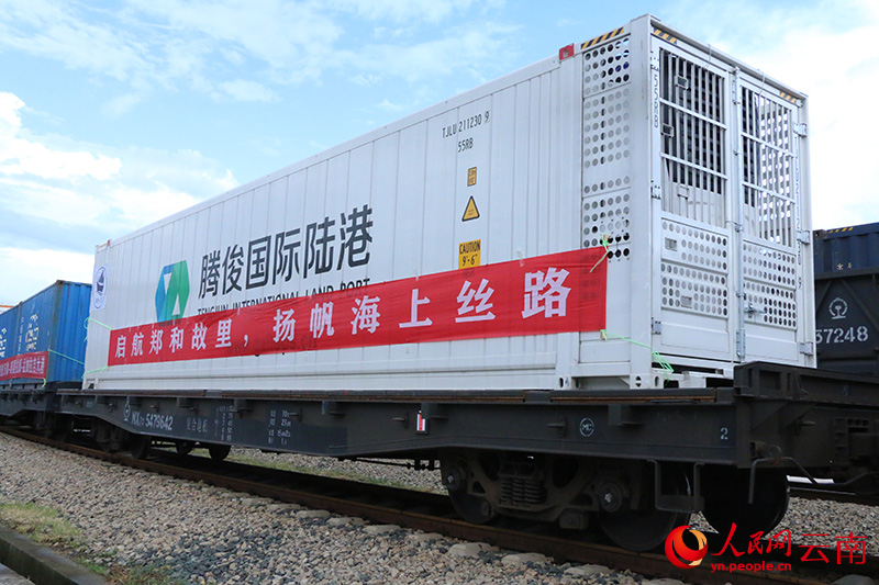 谈球吧.(china)官方网站“郑和号”海公铁国际多式联运班列首发(图3)